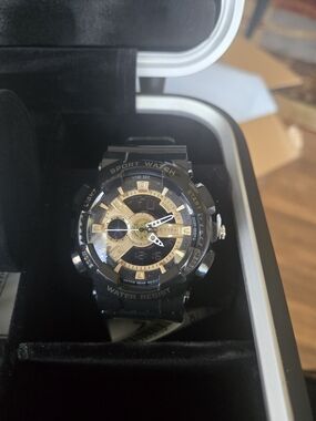 Black and Gold Sport Watch - Men Accessories